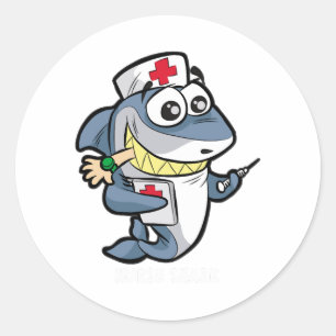 Adesivo Redondo ENFERMEIRO SHARK Dom para o Médico Medicina do Hos