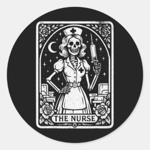 Adesivo Redondo Enfermeiro Skeleton Tarot Card Enfermeiro Rn Lpn