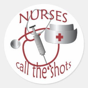 Adesivo Redondo Enfermeiros chamam o Shots Nurse Sticker