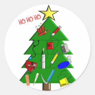 Adesivo Redondo Enfermeiros/Funcionarios médicos Cartões de Natal