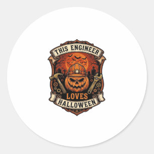 Adesivo Redondo Engenheiro Ama Abóbora de Halloween Capacete Marte