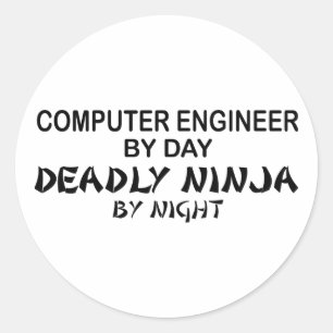 Adesivo Redondo Engenheiro de computador Ninja mortal