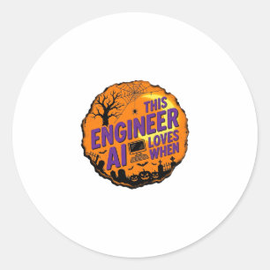 Adesivo Redondo Engenheiro de Halloween Ama Design de Vetor Vintag