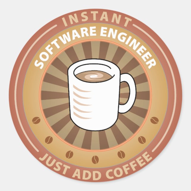 Adesivo Redondo Engenheiro de software instantâneo (Frente)