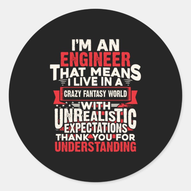 Adesivo Redondo Engenheiro Eu Sou Um Engenheiro (Frente)