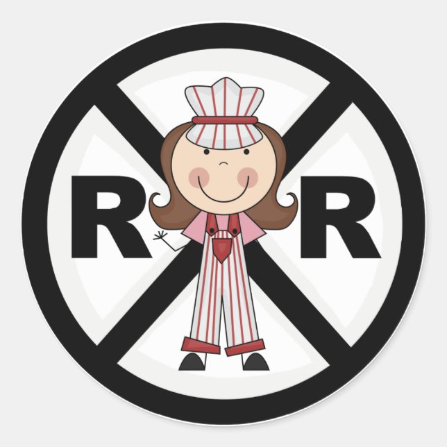 Adesivo Redondo Engenheiro ferroviário - Camisetas e presentes par (Frente)