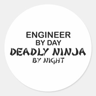 Adesivo Redondo Engenheiro Ninja mortal em a noite