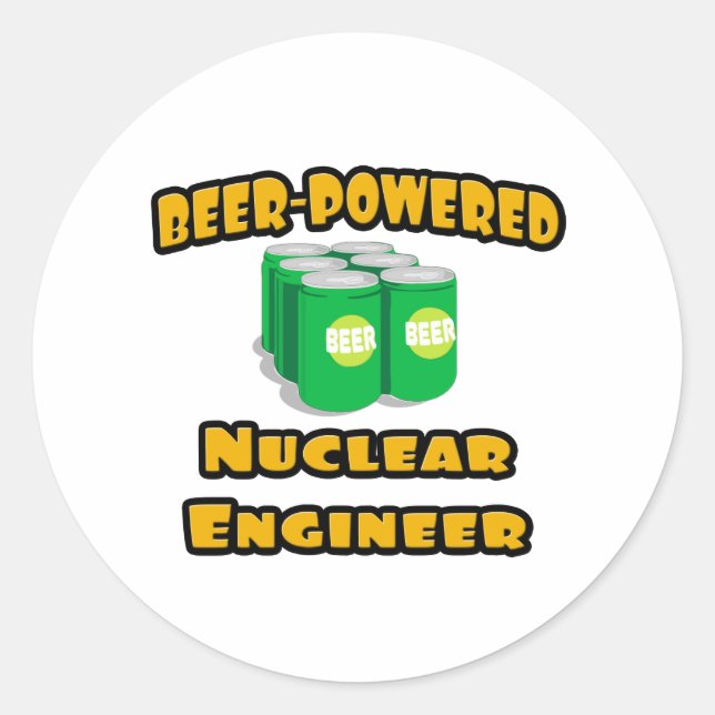 Adesivo Redondo Engenheiro nuclear à base de cerveja (Frente)