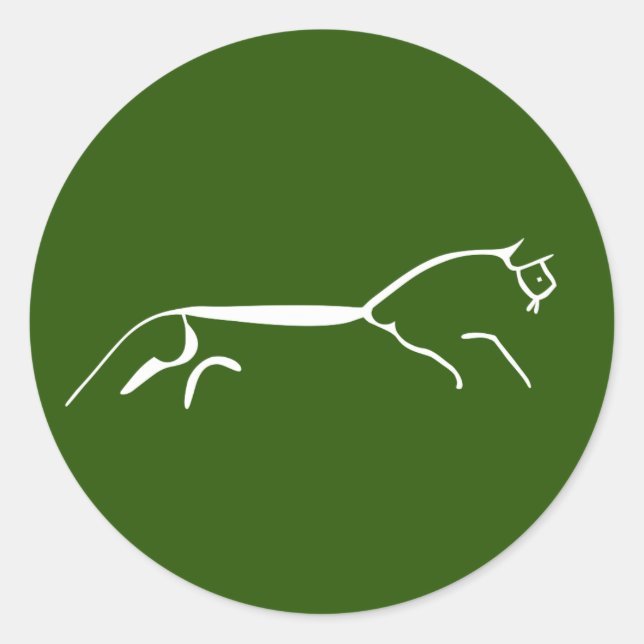 Adesivo Redondo engenho do símbolo do geoglifo antigo cavalo branc (Frente)