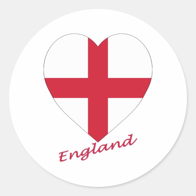 Adesivo Redondo England Flag Heart (Frente)