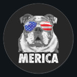 Adesivo Redondo English Bulldog 4th Of July Merica Men USA Flag<br><div class="desc">English Bulldog 4th Of July Merica Men USA Flag Vintage Fun Gift. Perfect gift for your dad,  mom,  papa,  men,  women,  friend and family members on Thanksgiving Day,  Christmas Day,  Mothers Day,  Fathers Day,  4th of July,  1776 Independent day,  Veterans Day,  Halloween Day,  Patrick's Day</div>