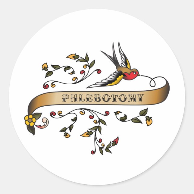 Adesivo Redondo Engolir e rolar com flebotomia (Frente)