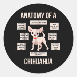 Adesivo Redondo Engraçada Anatomia Do Presente De Um Chihuahua