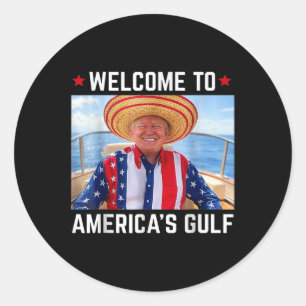 Adesivo Redondo Engraçada Camisa Do Golfo Dos Eua América Trump Am