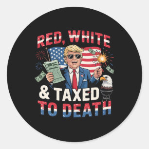 Adesivo Redondo Engraçada Camisa Vermelha Branco E Tributada À For