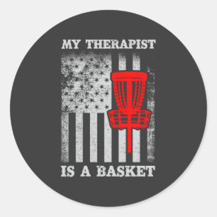 Adesivo Redondo Engraçada citação de Frisbee, Bandeira Americana