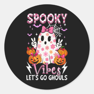 Adesivo Redondo Engraçada e Engraçada Vibes Halloween Ghouls Bonit