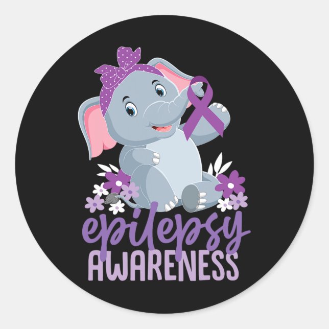 Adesivo Redondo Engraçada Epilepsia Sensibilização Flor Friso Elef (Frente)