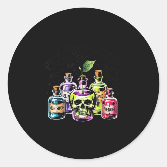 Adesivo Redondo Engraçada Escolha Sua Maçã Venenosa Prina Gótica H (Frente)