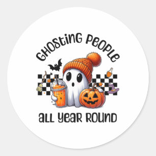 Adesivo Redondo Engraçada Ghost Ghost Halloween Crianças Gráficas 