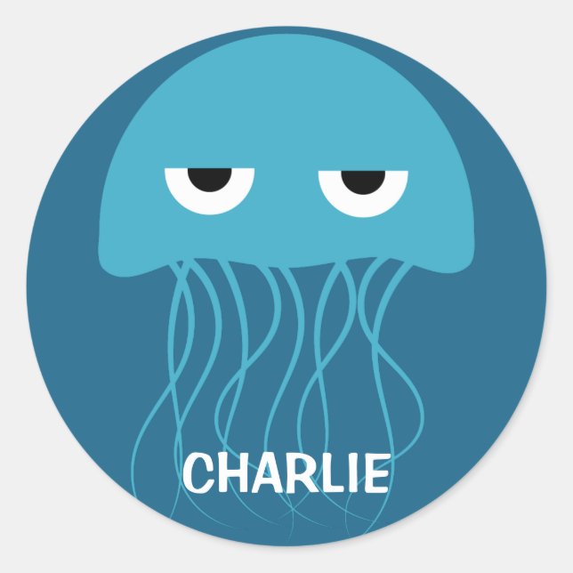 Adesivo Redondo Engraçada Jellyfish: autocolantes personalizados (Frente)