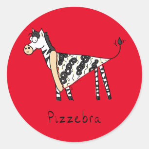 Adesivo Redondo Engraçada Pizza Zebra - Filhos de Cartoons