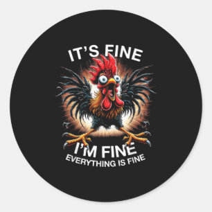 Adesivo Redondo Engraçada Tea Gráfica É Fine Im Fine Weiry Chi
