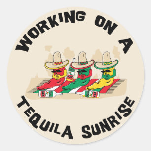 Adesivo Redondo Engraçada Tequila Mexicana Sunrise