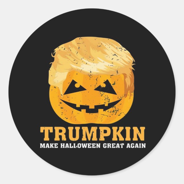 Adesivo Redondo Engraçada Trumpkin Faz Excelente De Halloween Nova (Frente)