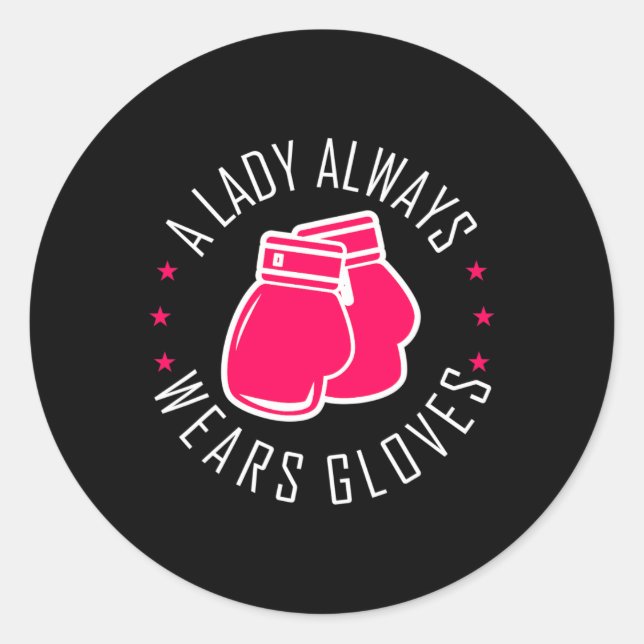 Adesivo Redondo Engraçadas Luvas Rosa A Boxer Para Camiseiros Boxa (Frente)