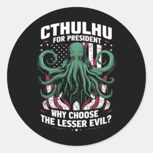 Adesivo Redondo Engraçado 2024 Eleições Cthulhu Para Presidente