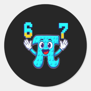 Adesivo Redondo Engraçado 3.14 6 7 meme matemática nerd genz brain
