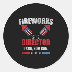 Adesivo Redondo Engraçado 4º De Julho Diretor De Fogos De Artifíci