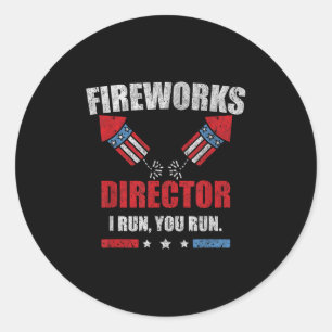 Adesivo Redondo Engraçado 4º De Julho Diretor De Fogos De Artifíci