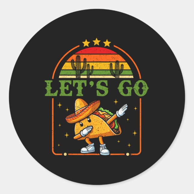 Adesivo Redondo Engraçado 4 De Julho Patriótico Dabbing Taco Meme  (Frente)