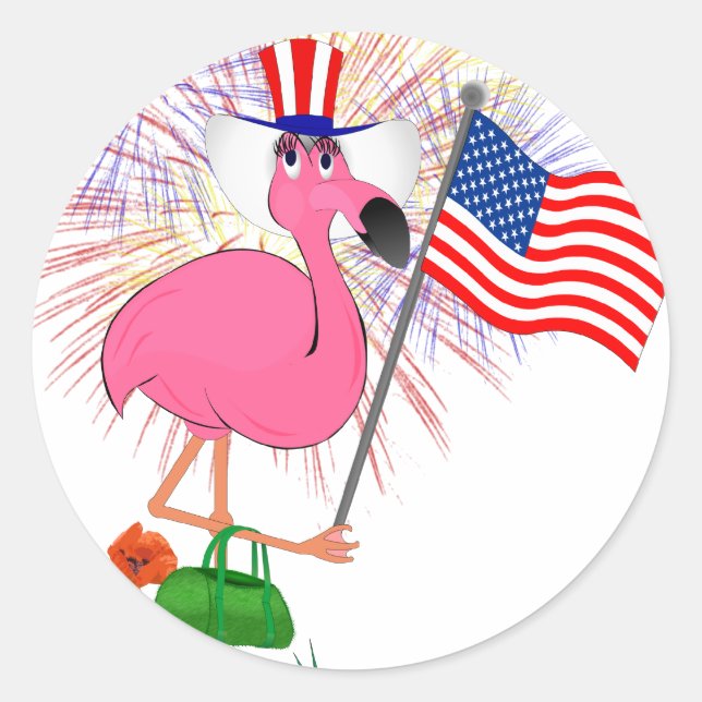 Adesivo Redondo Engraçado 4 de julho Sticker (Frente)