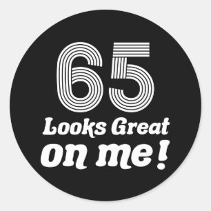 Adesivo Redondo Engraçado 65º aniversário para ela