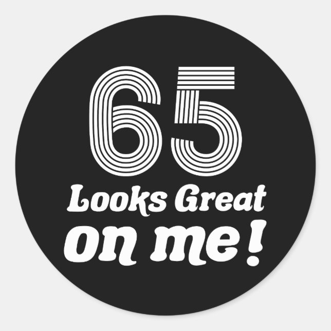 Adesivo Redondo Engraçado 65º aniversário para ela (Frente)