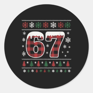 Adesivo Redondo Engraçado 67 Seis Sete Meme Brainrot Cringe Natal