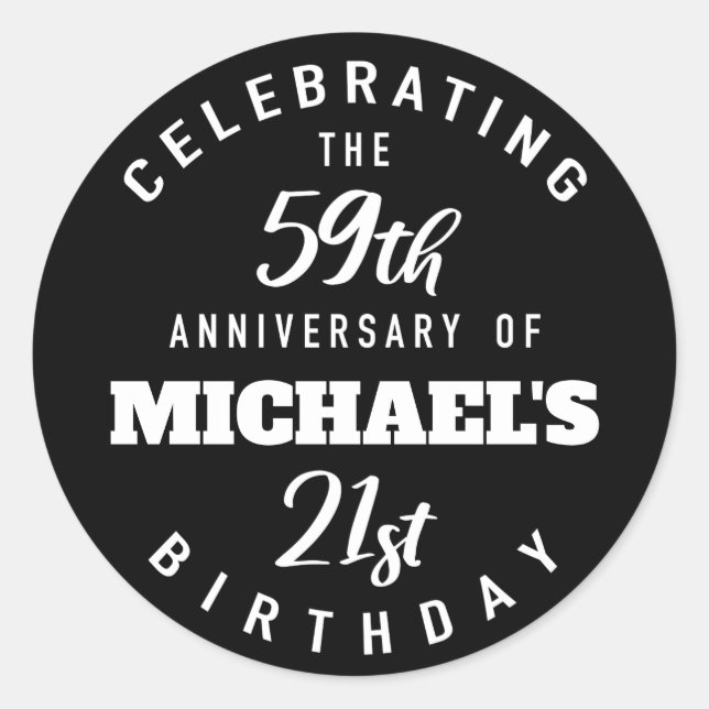 Adesivo Redondo Engraçado 80 Birthday Personalizado (Frente)