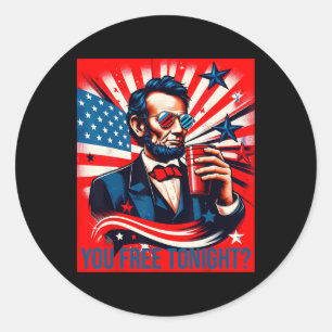 Adesivo Redondo Engraçado Abe Lincoln 4 de julho Patriota American