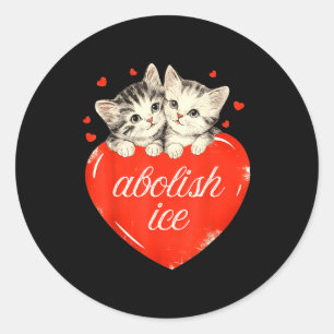 Adesivo Redondo Engraçado abolir gelo, gato fofo valentines mulher