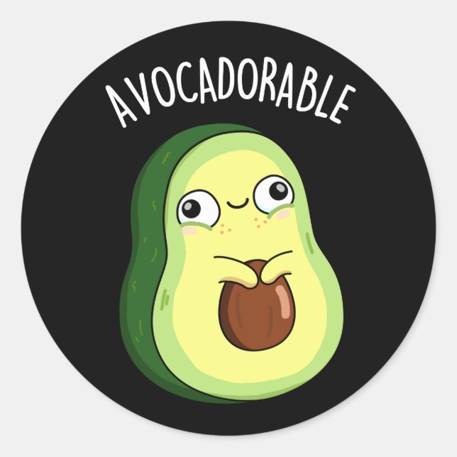 Adesivo Redondo Engraçado Adorável Avocado Pun Dark BG (Frente)
