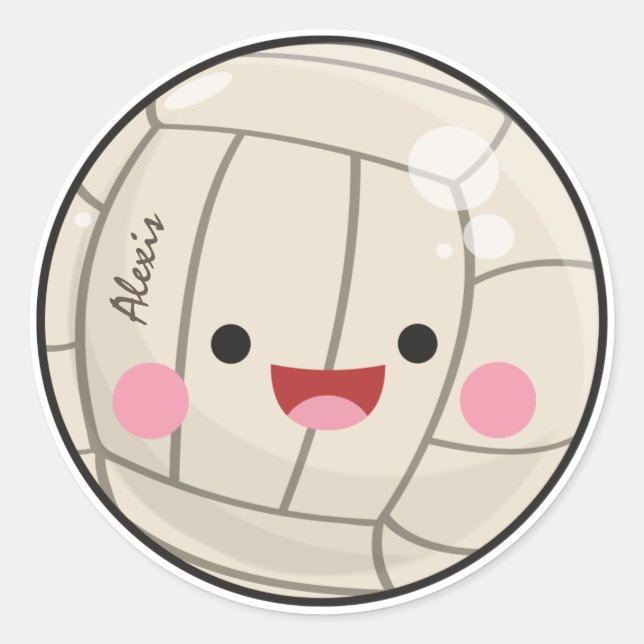 Adesivo Redondo Engraçado Adorável Voleibol Kawaii Ball Kid (Frente)