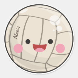 Adesivo Redondo Engraçado Adorável Voleibol Kawaii Ball Kid