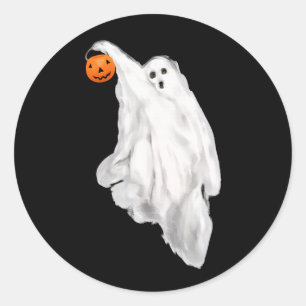 Adesivo Redondo Engraçado Adulto Halloween Hilariar Fantasma