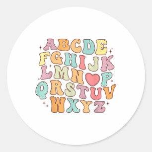 Adesivo Redondo Engraçado Alfabeto Abcs Cute Love Professor Valent