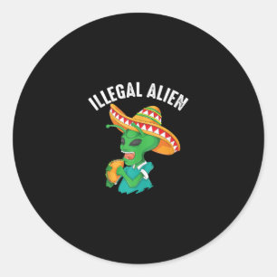 Adesivo Redondo Engraçado Alienígena ilegal, Legal Comida de Taco