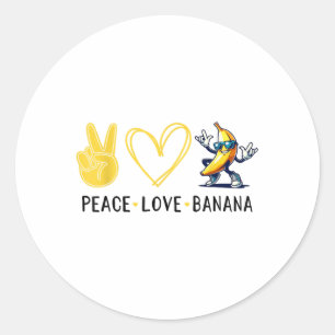 Adesivo Redondo Engraçado Amor Banana Cute Banana Paz Amor Banana