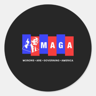 Adesivo Redondo Engraçado Anti Trump Morons governa a América
